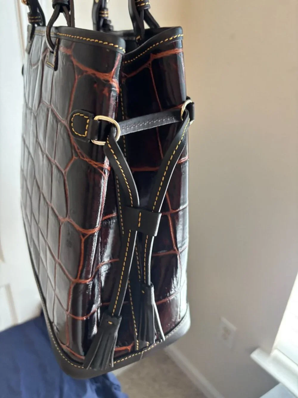Dooney & Bourke croc‐embossed tote + dust bag